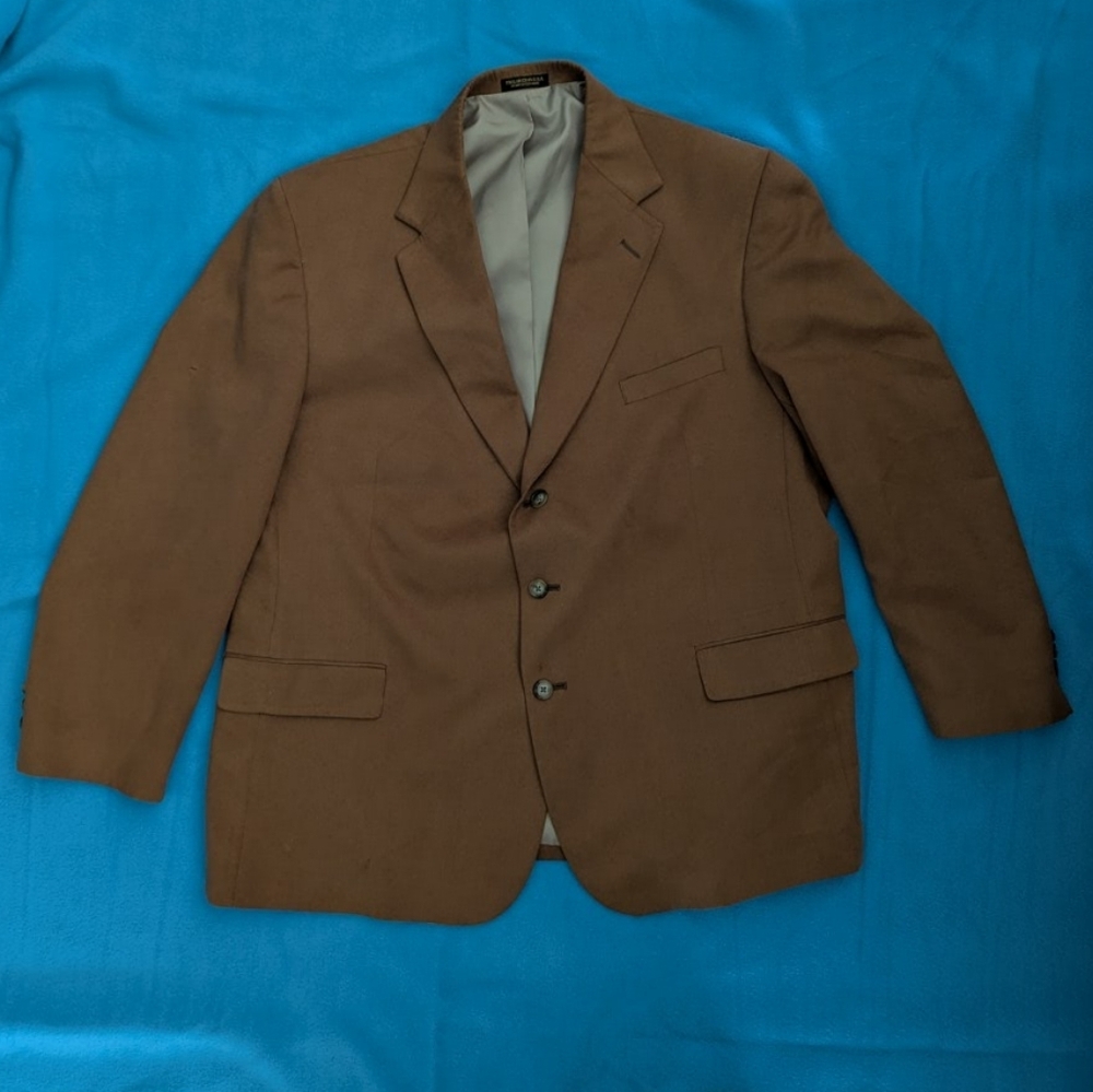 Vintage Norm Thompson Men's Lined Brown Blazer Size 48R Pockets Original Buttons